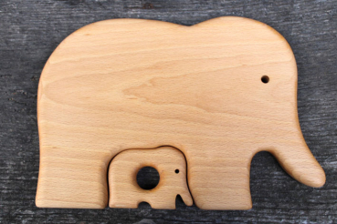 Frühstücksbrett Elefant mit Elefantenbaby - Handgemacht