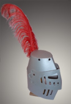 Ritterhelm silber mit Feder