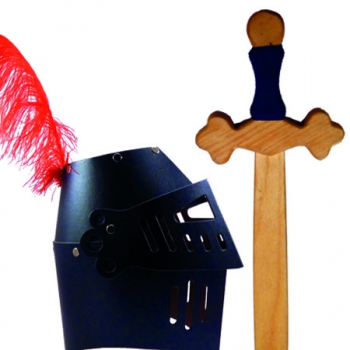 Ritterhelm schwarz mit Feder