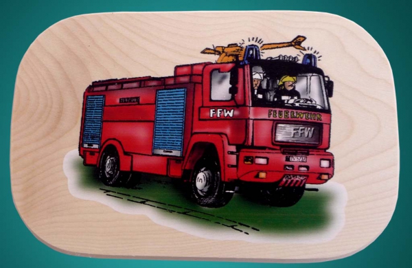 Feuerwehr - Motiv-Frühstücksbrett bunt - Namen einbrennen möglich!
