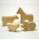 Holztiere für Kleinkinder 4er Set - Hoftiere: Pferd, Kuh, Schwein, Schaf