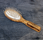 ovale Haarbürste 176mm Olivenholz mit Ahornstiften